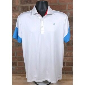 Redvanly Golf Polo Shirt White Red Mens Size Medium Short Sleeve